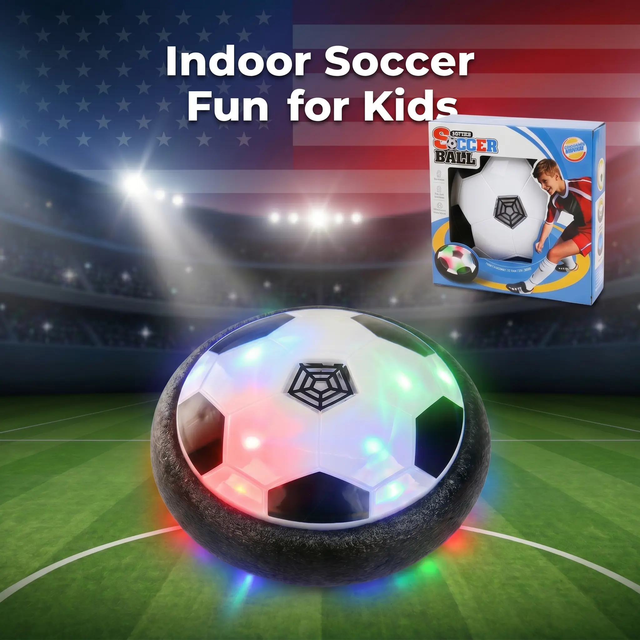 Summervibes Hover Soccer Ball for Kids Indoor Toys Games Gifts for Boys Air Floating Light-Up Soccer Toys Ideal Birthday Gifts Games for Kids