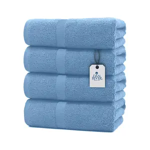 DAN RIVER 100% Cotton Plain Unisex Bath Towel Set (4-Pack) - 24x48 in Ultra-Soft Lightweight Modern Large Super Absorbent Fade-Resistant Quick-Drying Towels, Ideal Daily Use Gift