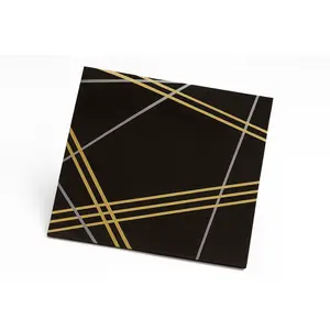 Geometric Gold & Silver Hot Stamped Beverage Napkins