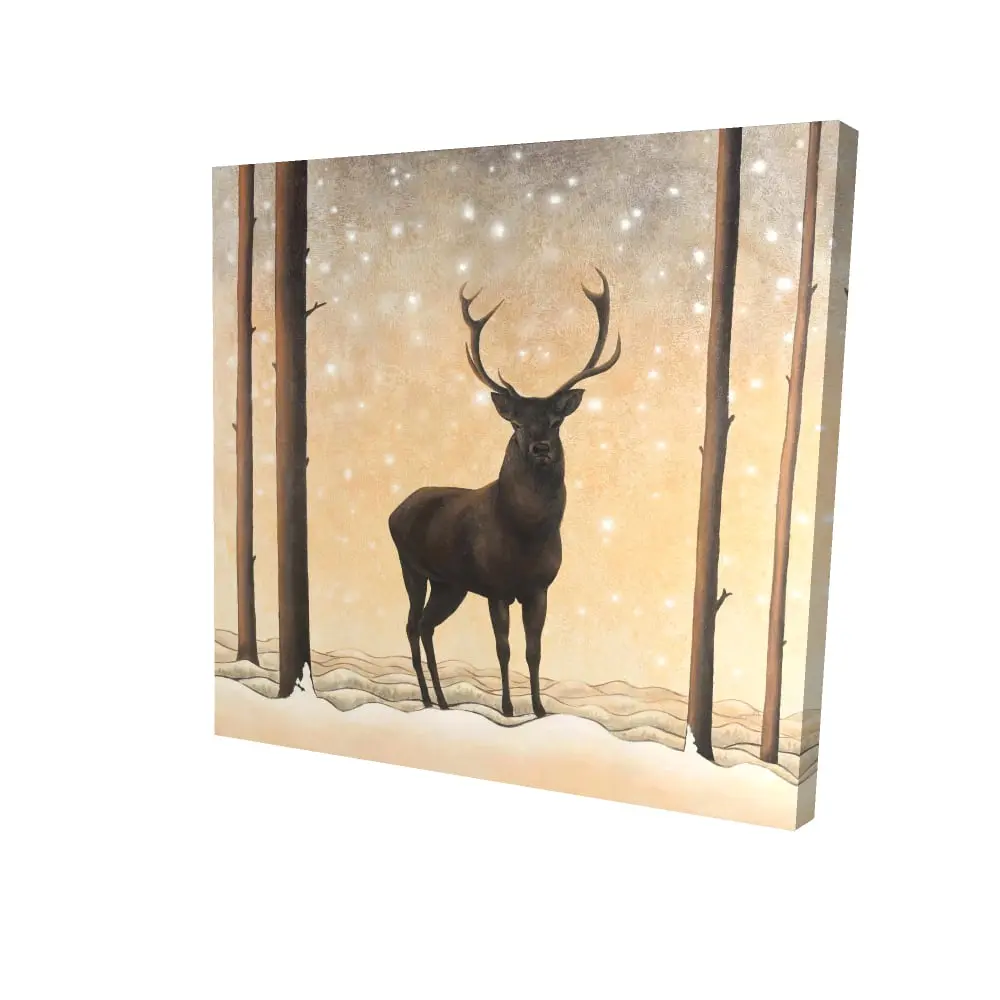212 MAIN 24x24 in. Rustic Style Winter Wonderland Landscape Wall Art - High-Def Vibrant Brown Roe Deer Nature Art, Country Home Decor Gift, Posters & Prints Home Supplies, 24 X 24 In.