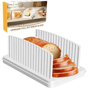Upgrade pull out bread slicer for homemade bread foldable bread slicing guideremovable cutting board slice evenly bread cutter slicer suitable for bread making supplies