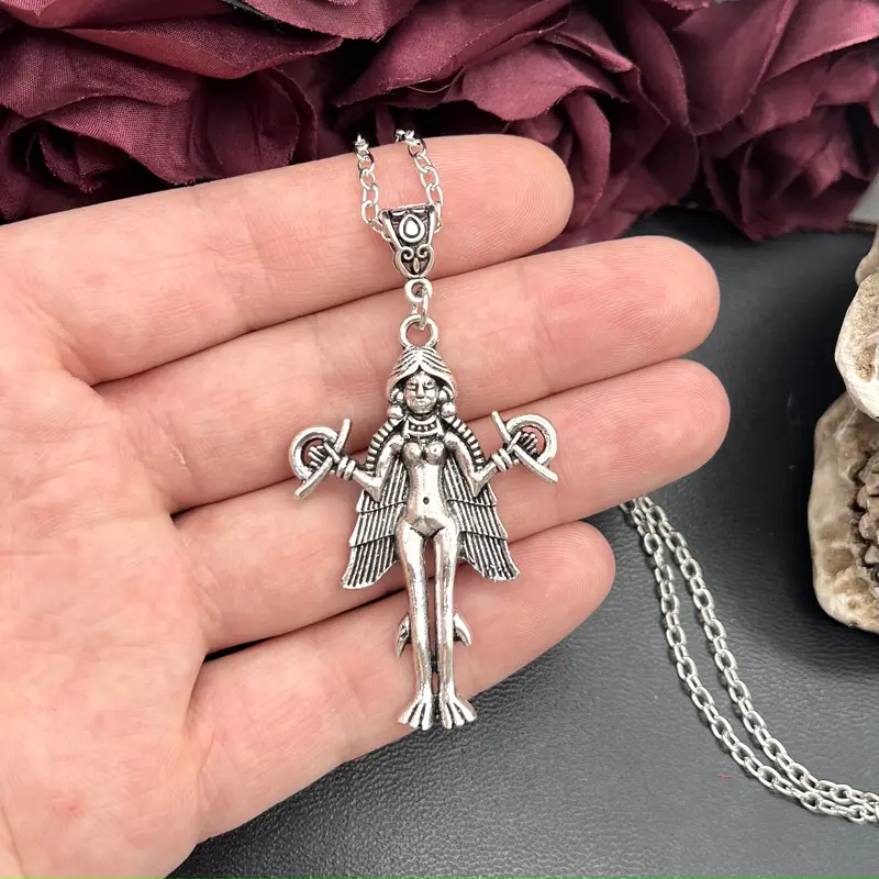 Occult Lilith-Innana-Ishtar Demon Sigil Pendant Necklace - Luciferian Satanic Amulet Talisman, 18" Chain Spiritual Costume Jewelry, Spiritual Jewelry