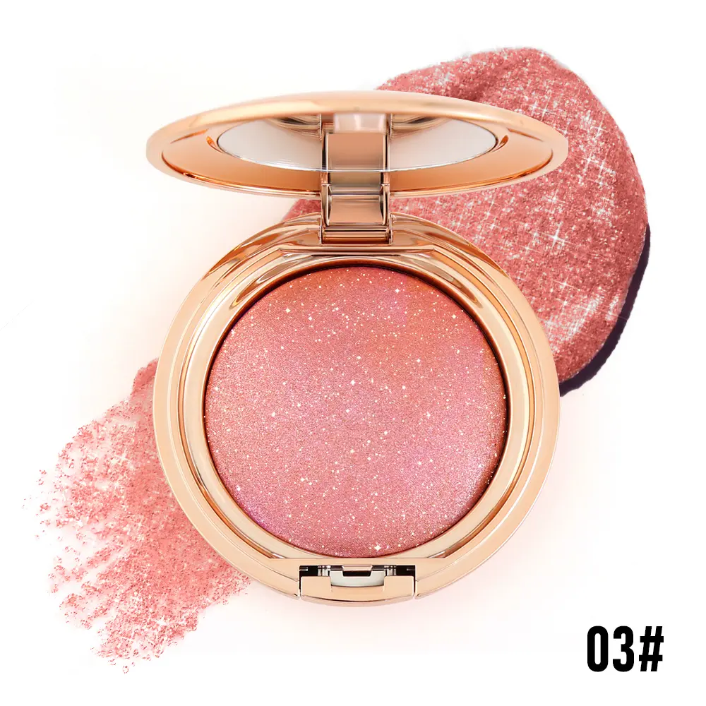 PHOFAY Soft Pinch Glitter Blush Powder, Multi-use Pearlescent Blush for Cheeks Eyes, Natural Matte & Shimmer Face Blush, Smudge-proof Highlight Contour Blush for Daily Makeu