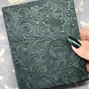 Handmade Black Embossed Faux Leather Journal with Black Pages - notebook, gothic, alternative