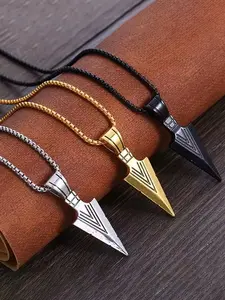 Vintage Casual Unique Triangle Spear Head Pendant Necklace, Hip Hop Punk Style Men's Simple Versatile Arrow Necklace, Exquisite Chain Jewelry, Fashion Necklace