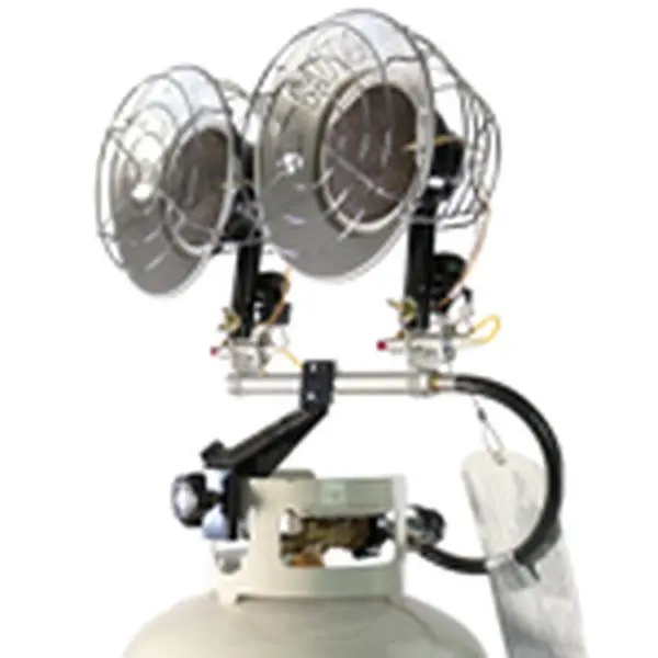 Mr. Heater MRHF242655 Chrome Tank Top Heater, Twin Burner with Electronic Spark Ignition, Reflective Design, Hi-Med-Lo Regulator, Tip-Over Safety Shut-Offs, Operates 1 or 2 Burners