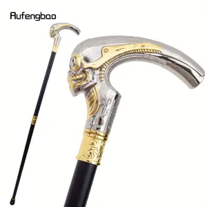 Golden White Long Head Skull Fashion Stick Decorative Cospaly Vintage Party Fashionable Cane Halloween Crosier 92cm