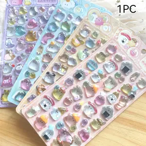 3D Kawaii Crystal Epoxy Stickers, Embossed Cute Cartoon Ghost & Animal Designs,transparent Waterproof,DIY Phone Case Decorations,gifts