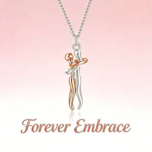 "Tale of Two Lovers" Hug Couples Necklace Unique Affectionate Pendant Jewelry Ideal Valentine's Day Gift for Couples Women & Men