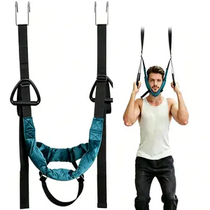 Over Door Cervical Neck Traction Device for Pain Relief, Portable Neck Stretcher Hammock for Spine Decompression, Home Physical Therapy Equipment for Neck & Shoulder Support (Blue)