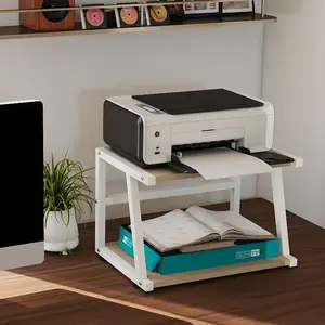 2-Tier Desktop Printer Stand with Storage Shelf Heavy Duty Space-Saving Design for Small Spaces 11.8" Deep 17.3" Wide 100LBS Load Capacity