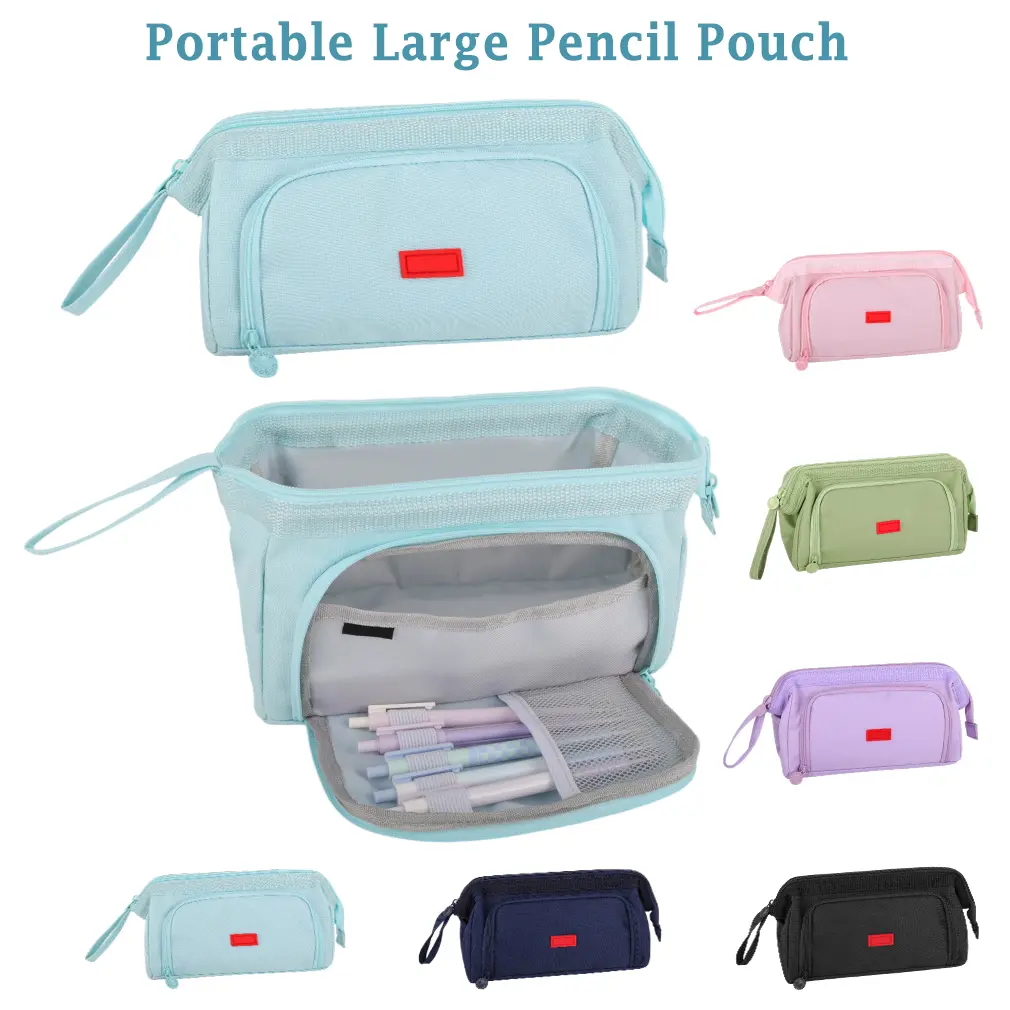 Large Capacity Polyester Pencil Case - Multi-Function Travel Organizer with Simple Look, School Supplies for Students, Back to School Shopping Supplies
