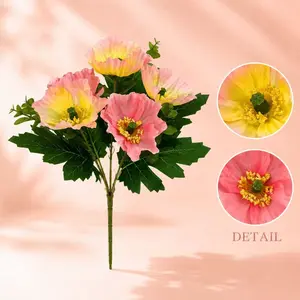 1 bundle Luxury Artificial Poppy Bouquet, Elegant Long-Lasting Decor, Decorative Artificial Flowers, Home Wedding Gift, Mother's Day Girlfriend Present, No Vase Included