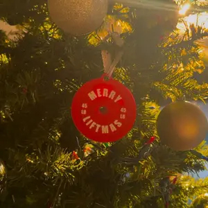 Red Merry Liftmas Barbell Weight Ornament Gym Gifts Weightlifting Gifts Ornament Crossfit Gifts Secret for Friend Gym Ornament Christmas