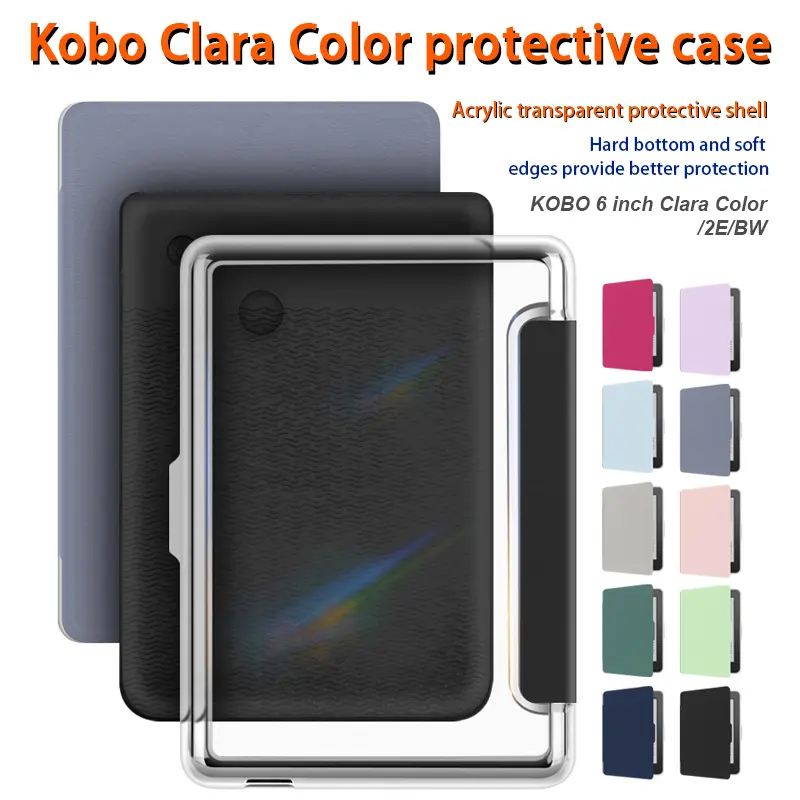 Applicable to the 2024 Kobo Clara Color protective case 2E/BW 6 inch made of acrylic transparent protective shell ipad case Shockproof  Casing  Cover