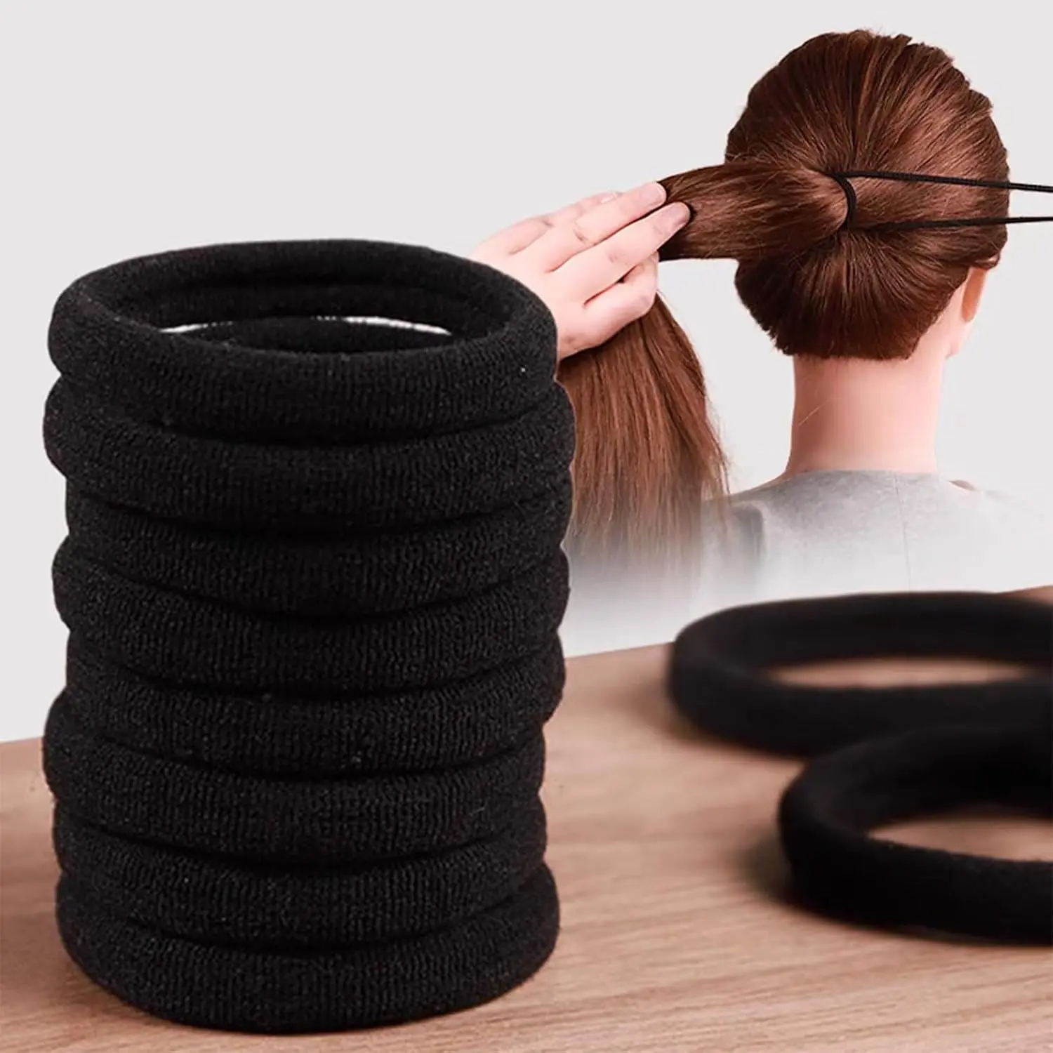 100PCS Seamless Black Elastic Hair Ties, No Damage Soft Ponytail Holders for Women and Girls, Stretchy Everyday Hair Bands, Practical Fashion Hair Accessories, Ideal Holiday and Daily Gift Choice