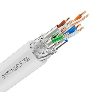 Syston Cat8 Ethernet Cable 22AWG CMR Shielded 2000MHz 40Gbps S/FTP Double Shielded Tinned Copper Braid for Data Centers Gaming 8K Streaming Server Rooms POE++ Industrial Networks Outdoor Indoor Bulk Raw Cable