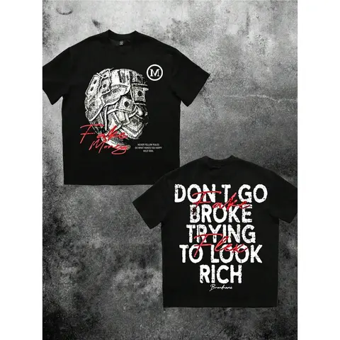 Manfinity EMRG $100 Bill Front & Back Print Men's Oversized Loose Dropped Shoulder T-Shirt, Street Fashion Style