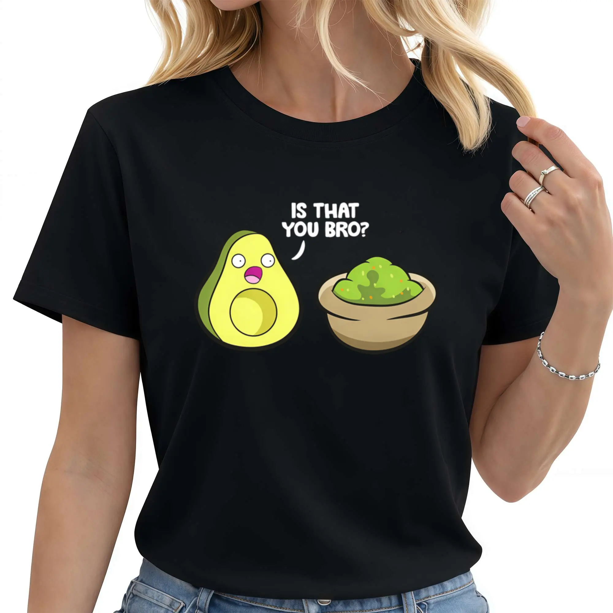 Unisex Avocado Graphic T-Shirt | 100% | Casual Round Neck | 'IS THAT YOU BRO?' Print | Machine Washable & Dry Clean Safe | All-Season Comfort Fit, Avocado Gifts Seamless Short
