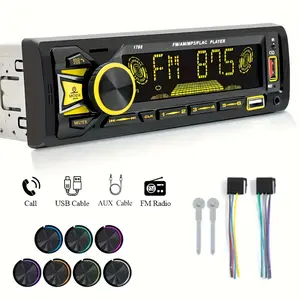 Universal Single-DIN Car MP3 Player, Car Media Player, Car Radio Stereo, No Battery Required, Hands-Free and App-Controlled Stereo Audio with FM/MP3/SD/AUX/Dual USB/EQ/Quick Charge/Voice Control, Mobile App Locating Feature, Vehicle Audio Upgrade