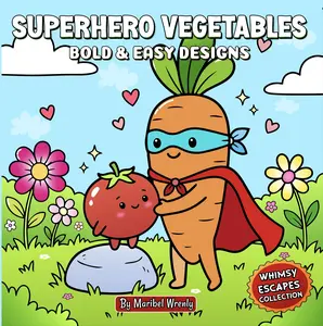 SuperHero Vegetables: A Bold and Easy Coloring Book: Fun, Fearless Veggie Heroes Saving the Day with Color — 50 Bold & Easy Designs for Kids, Teens, ... (Whimsy Escapes: A Calming Coloring Journey)