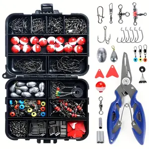 264pcs Fishing Accessories Kit with Abs Storage Box, Includes Weights, Swivels, Hooks, Floats, Line Cutters, Perfect Fishing Gift Set, Fishing Tackle Kit