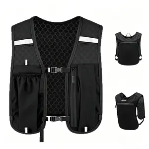 Unisex Lightweight Trail Running Sports Vest with Phone & Water Bottle Pockets, Adjustable Straps, Zipper Pocket, Mesh Back Design