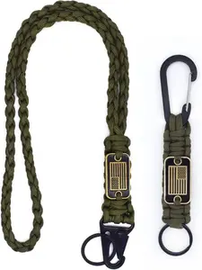 2 Pack US Flag Paracord Lanyard Set Tactical Keychain for EDC Camping Dog Walking Gift for Him key