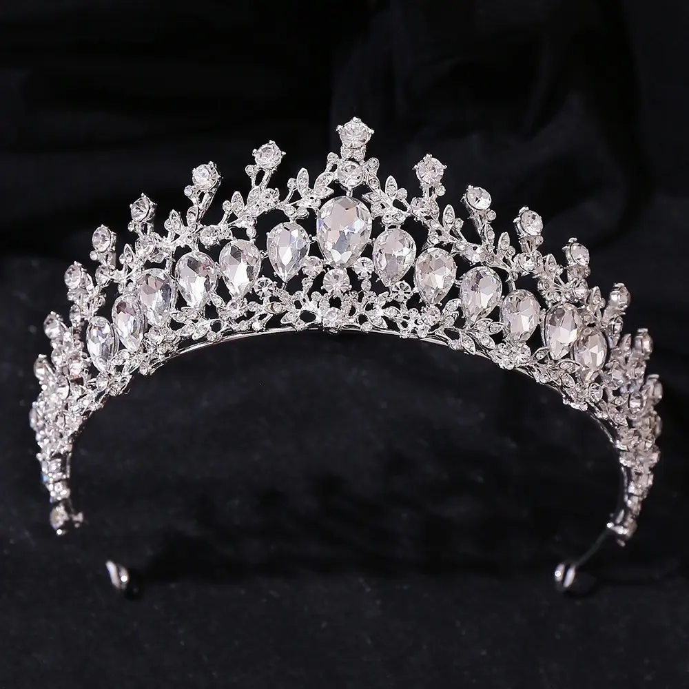 Crystal Wedding Tiara for Women,Royal Queen Crown, Princess Tiara Hair Accessories for Quinceanera Pageant Prom Birthday,Audrey,Silver