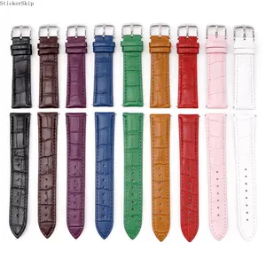 2026 Crocodile Embossed Leather Watch Band - Glossy Textured Strap with Silver Buckle, Fits 18/20/22mm Lug Width, Luxe for All Occasions