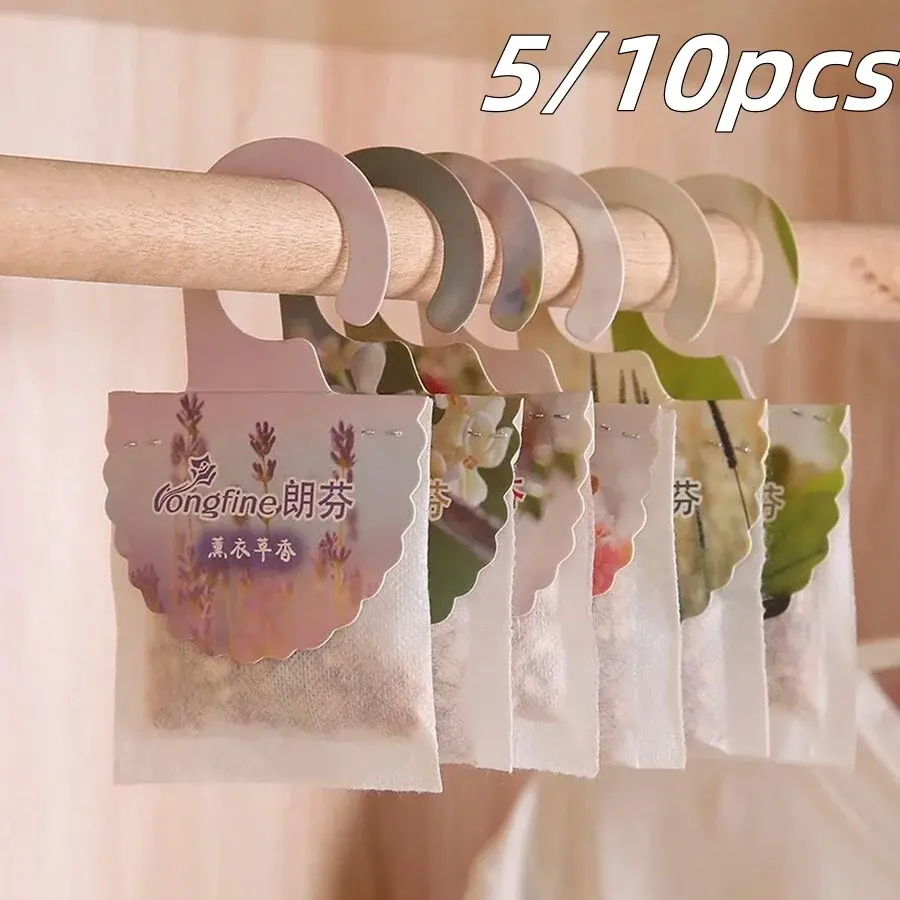 5/10pcs Wardrobe Hanging Sachets Lasting Fragrance Scented Bags for Closet Room Drawers Bathroom Air Freshener Aromatherapy No brand