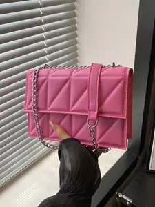 Women's New Rhombic Grid Simple Fashion Casual Classic Small Square Bag, Metal Chain Shoulder Crossbody Bag, Phone Wallet for Daily Use, Elegant Commuter Bag