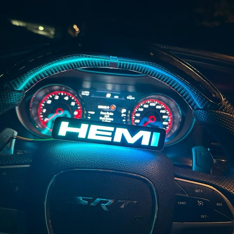 Hemi LED Emblem Badge for Front Grille - Illuminated Design for Enhanced Visibility and Style
