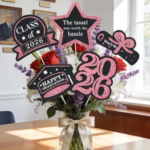 5 Pcs 2026 Graduation Hat Paper Decorations, Multicolor Star Shape, Desktop Party Ornaments, Graduation Season Celebration Decor Items