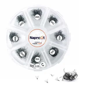10D - 0.03/0.05/0.07 Mixed Lenght 8-15mm Curl C, D, CC - Napricot 1000 Promade Fans -  Eyelash Extension Volume Lash Fans with Soft and Pointy Base - Makeup