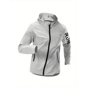 [Windproof Sports Jacket] Windproof Men's Sports Jacket | Stand-Up Collar Design, Letter Prints, Suitable for Sports, Fitness, Hiking, Outdoor Activities, and Casual Wear, Durable and Moisture-Wicking