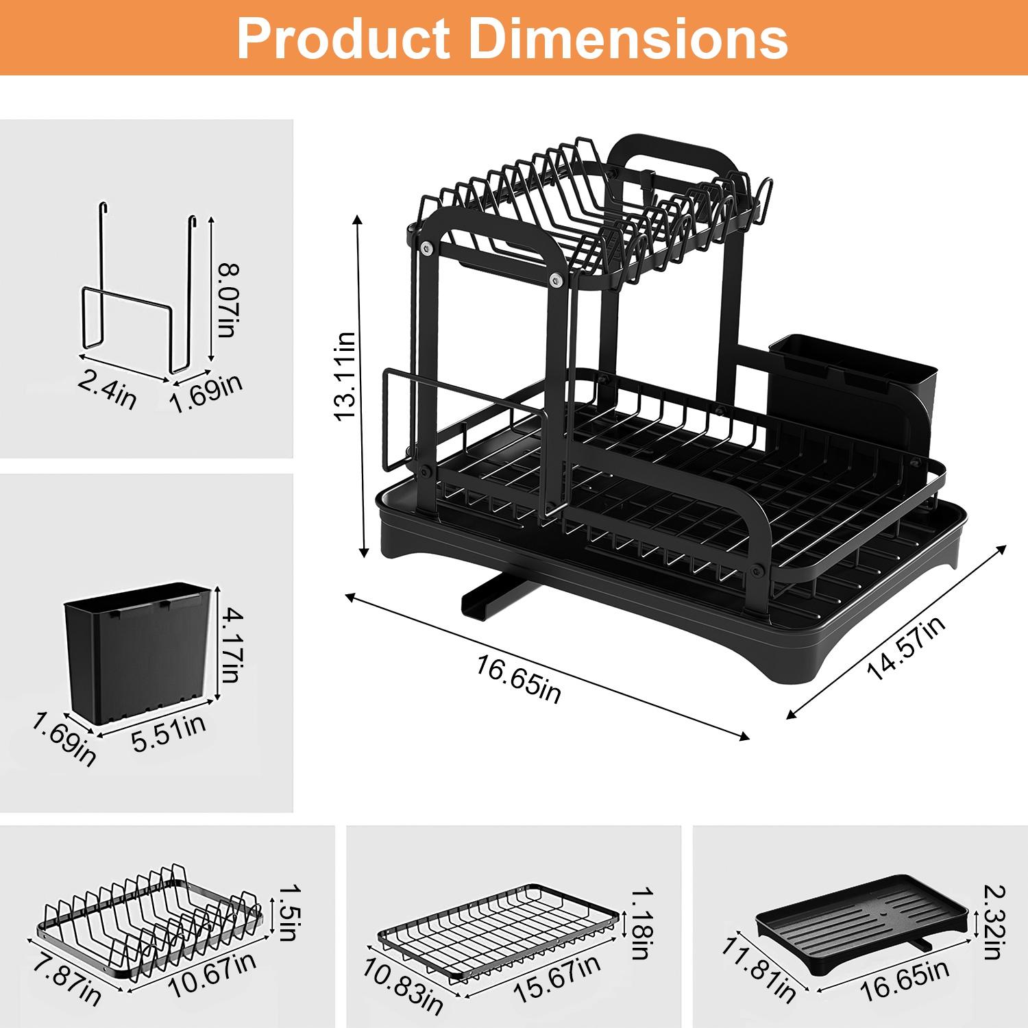 Maximize Your Counter Space! 2-Tier Dish Drying Rack – Rustproof with Drainboard, Utensil & Chopping Board Holders – The Ultimate Kitchen Organizer