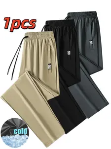 Men's Casual Sport Pants Ice Silk Breathable Summer Thin Elastic Quick-Dry, Unisex Drawstring Waist Outdoor Running Gym Training, Outdoor Workout Sweatpants Summer Outdoor Bottoms