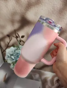 Stan 40oz Stainless Steel Insulated Tumbler With Stylish Double-V Line Design, Handle & Straw – Long-Lasting Hot & Cold Retention For Home, Office, Travel, And Car – Ideal Gift Choice  Drinkware Flasks Mug Bottles Bottled Portable  Water Bottles