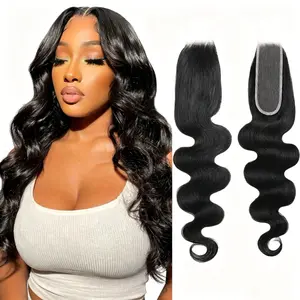 Estrella Hair 14A 2x6 HD Body Wave Indian Unprocessed Virgin Human Hair Transparent Lace Closure, Middle Part with Baby Hair, Natural Color, 8–16 Inch