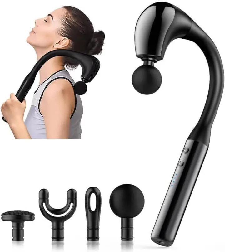 Deep Tissue Massage Gun with Extended Handle, Revolutionary U-Shaped Back Massager for Neck, Shoulder Relaxing