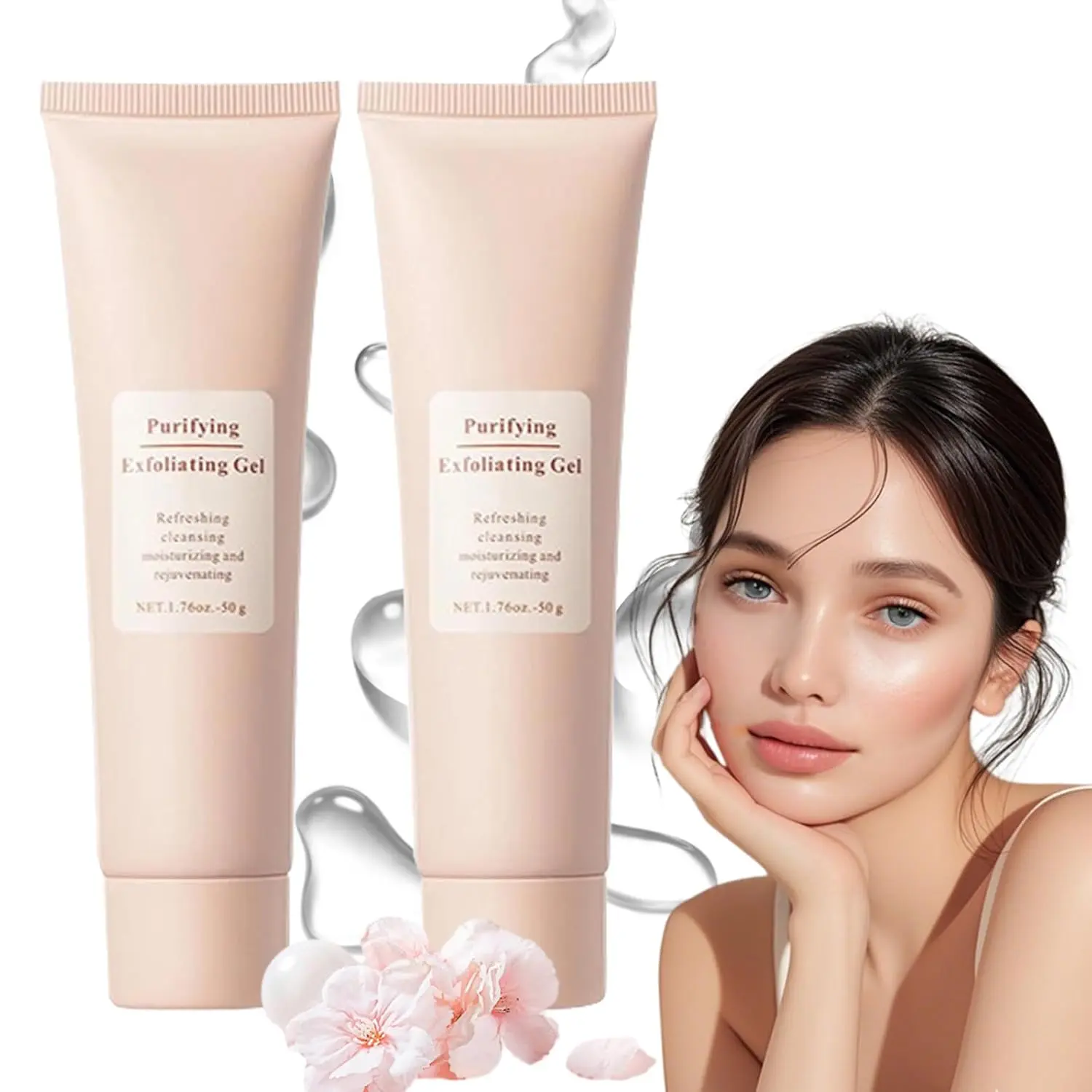 2pcs Purifying Exfoliating Gel, Gentle Face Purifying Enzymes Exfoliating Gel, Exfoliator Cleanser, Gentle Exfoliator Gels for Skin Deep Cleansing
