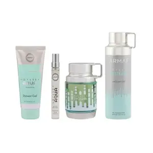 Armaf Set Odyssey Aqua 3.4 Oz Edp + Travel 10ml + Shower Gel 3.4 Oz + Body Spray 6.8 Oz Men