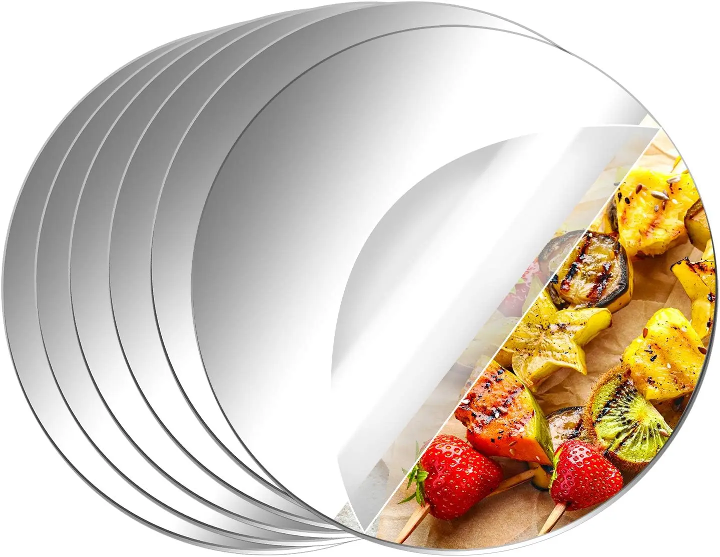 6 Pack Acrylic Round Mirrors Non Glass Round Mirror Plate Self Adhesive Mirror Stickers for Home Wall Decor or Wedding Table Centerpiece, 6 Inches, (Thickness 2 mm)