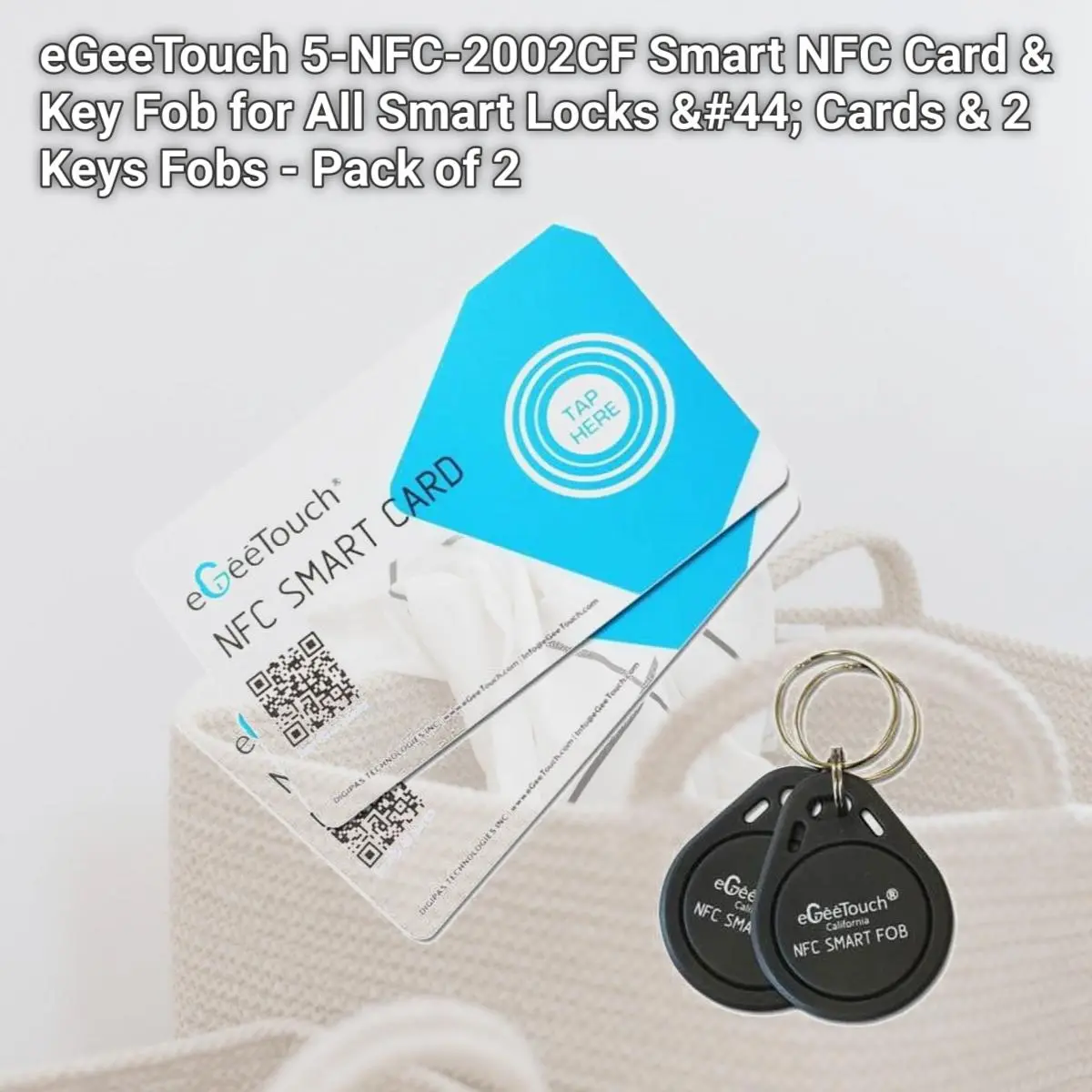 eGeeTouch Smart NFC Card & Key Fob for All Smart Locks , Cards & 2 Keys ...
