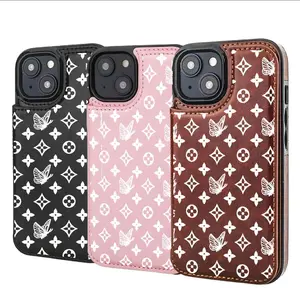 Vintage Monogram Butterfly Phone Case for iPhone16 Pro Max Leather Shockproof Protective Cover Phone Case For 17 16 15 14 13 12 11 X XS AIR PRO PLUS MAX AIR Phone Case #YJPBKLV1