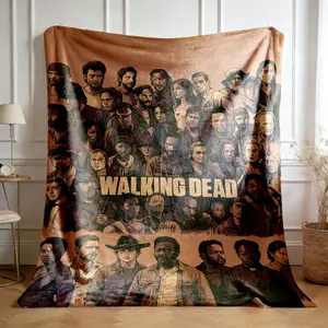 1pc The Walking Dead TV Show & Anime Throw Blanket | All-Season Soft Non-Fabric with Rick Grimes, Daryl, Carol, Michonne & More , Ideal Gift for Fan