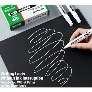 10white oil markers, waterproof and anti-fouling, fast drying, thick head, paint markers, suitable for tire repair, art painting, highlight, students, carpentry, construction sites, various surfaces