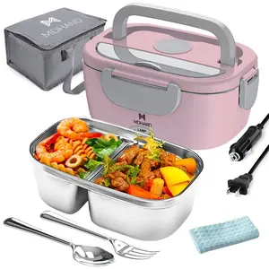 Adult Use 65w Electric Lunch Box Food Warmer, 12/24/110V Portable Lunch Warmer, Upgraded Heated Lunch Box for Car/Truck/Office