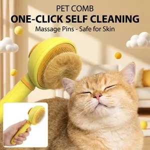 Self-Cleaning Cat & Dog Brush - One-Click Hair Remover & Massage Grooming Tool for Shedding